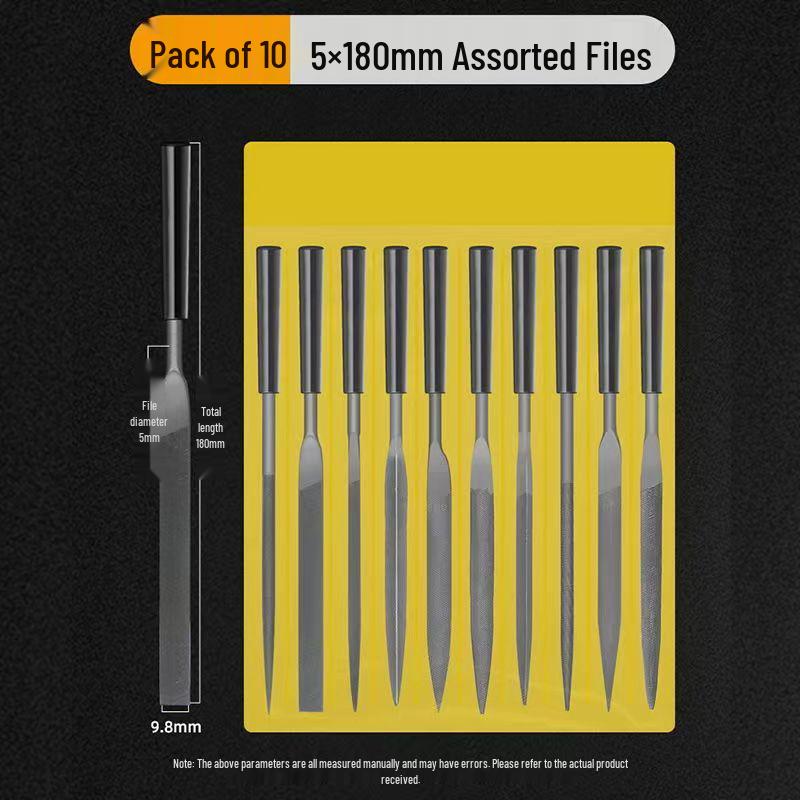 Mini Assorted Steel File Set: Triangular & Flat Files for Metal & Wood Grinding