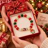 MIRGREE Christmas Gnome Bracelet for Women, Red Green White Beaded Bracelet with Wreath Charm, Festive Holiday Jewelry, Christmas Gift for Her