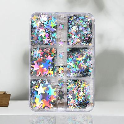 Yousheng 1 Box Nail Sequins 3D Flake DIY Nail Art Accessories Colorful Star Glitter Sequins Manicure Supplies for Nail Design
