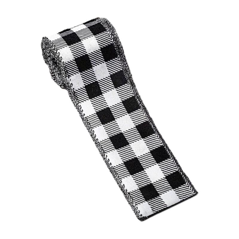 Durable Polyester Christmas Ribbon Strips For DIY Crafts Gift Packaging Tree Decorations Classical Black White Design