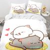Set da letto gatto pesca cartone animato carino Ragazzi Ragazze Misura Singola Queen Copripiumino Federa Letto Bambini Adulti Moda Tessile per la casa