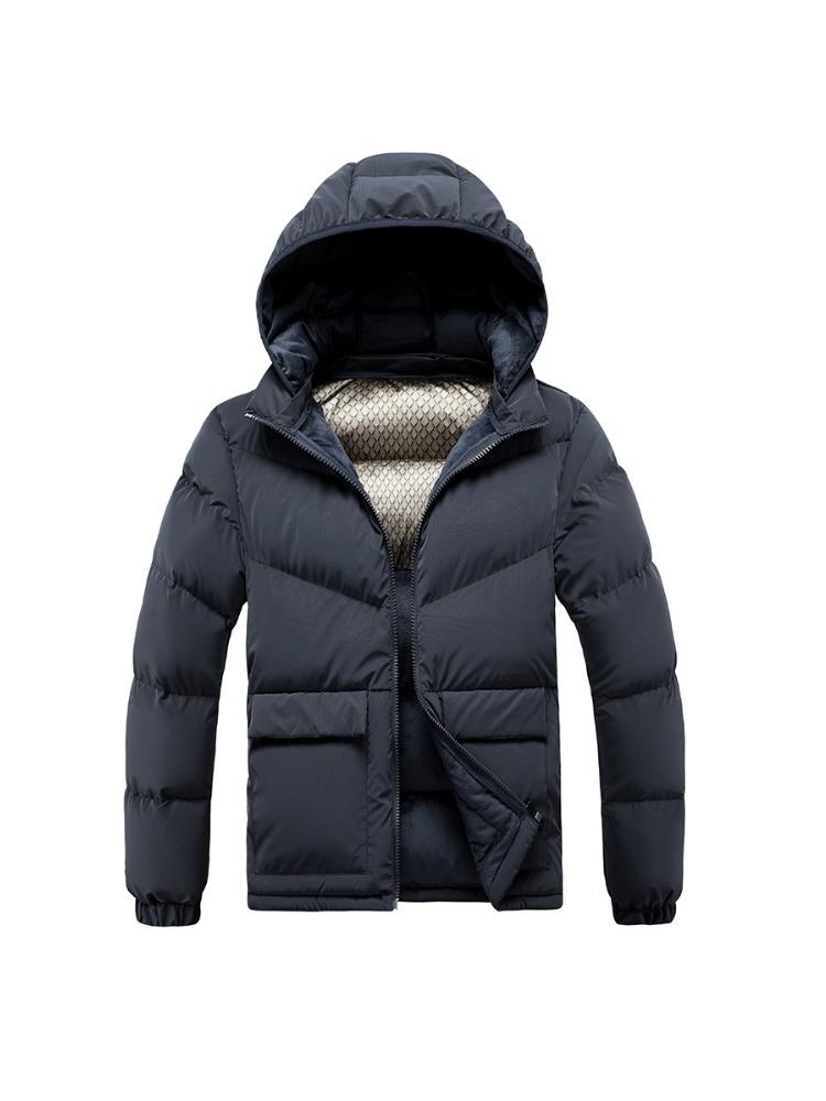 

Легкий Хлопок Удобная и Универсальная Куртка Мужские Модели Зимняя Однотонная Приталенная Съемный Капюшон Утепленная Куртка с Капюшоном Мужская 4XL