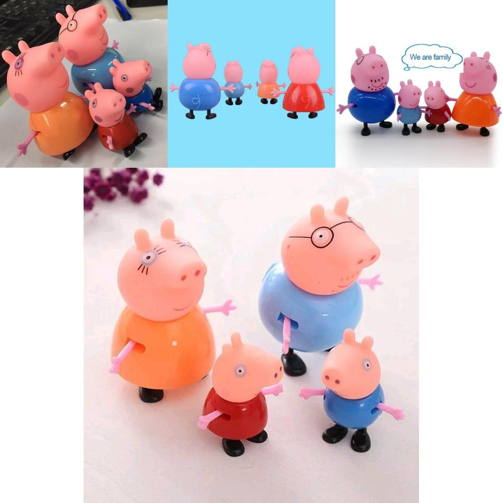 Cartoon Peppa Pig Cake Topper Set For Birthday Party With Soft And Hard Headed Figures