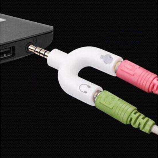 2 em 1 para Jack Fêmea 3,5mm Macho Microfone Áudio Divisor Conversor Adaptador