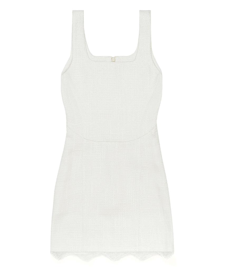 Yuhee Lace Tweed Mini Dress Ivory