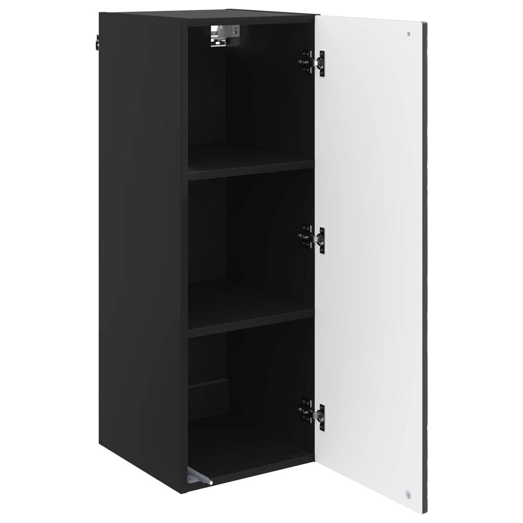 Wall Mounted Cabinet Black 33 X 34.5 X 90 Cm Engineered Wood