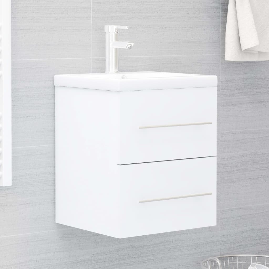 Vidaxl Cabinet with Built-in Sink, White, Wood-based Material