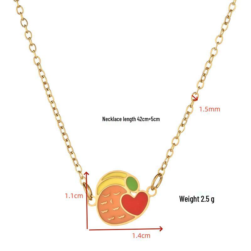 Fruit Style Pendant Necklace with Cherry, Strawberry & Apple Design