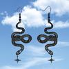 Retro Personality Black Stainless Steel Hollowed-out Pattern Snake Pendant Dangle Earrings for Women Street Hip-hop Jewelry Gift