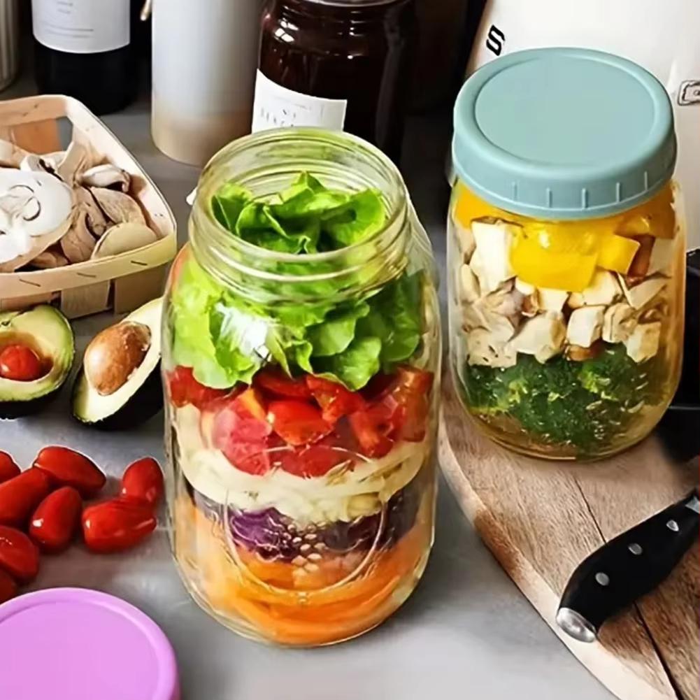 12pcs Mason-Jar Plastic Lids 70mm/86mm Multicolor Compatible Ball Kerr Brands Reusable Leak-proof Sealing Silicone Lids Kitchen