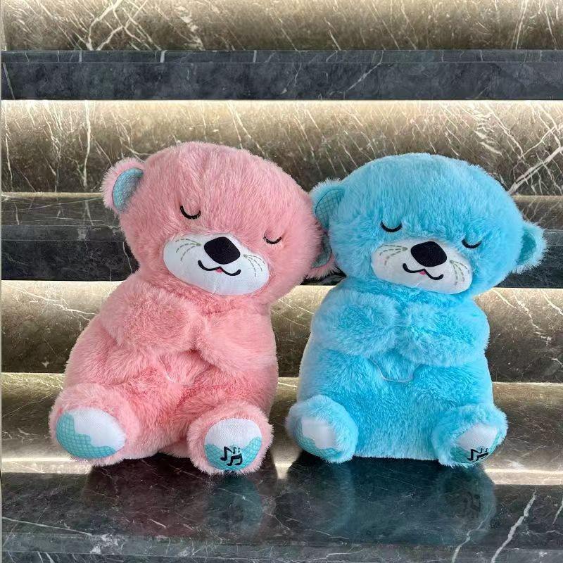 Cross-border Breathing Bear & Otter Stitch: Two-color Sound & Light Plush Animal Doll for Kids
