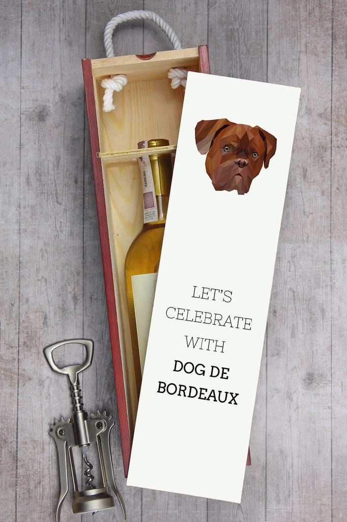 Dog Z Bordeaux, Dogue De Bordeaux, French Mastiff - Geometric Box With Photo and Inscription for Wine Brand Art-Dog