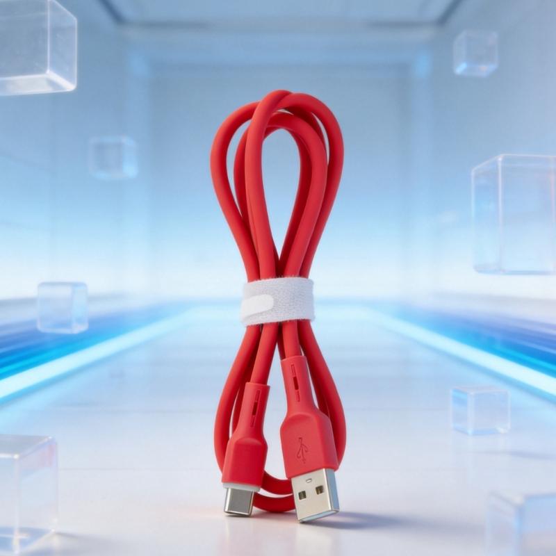Silicone USB C Charging Cable, USB A to USB C Data Wire Line, 1 Meter Soft Cord for Travel Desk and Bedside Charging