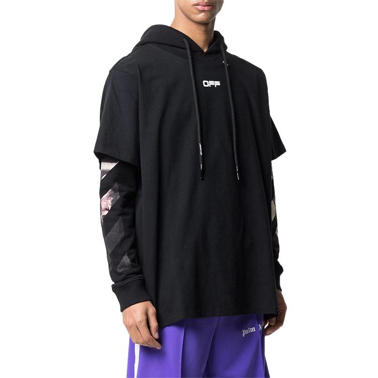 Off-White Ss20 Back Print Religious Motif Layered Hoodie Men Hoodie Black OMAB033S201850041088