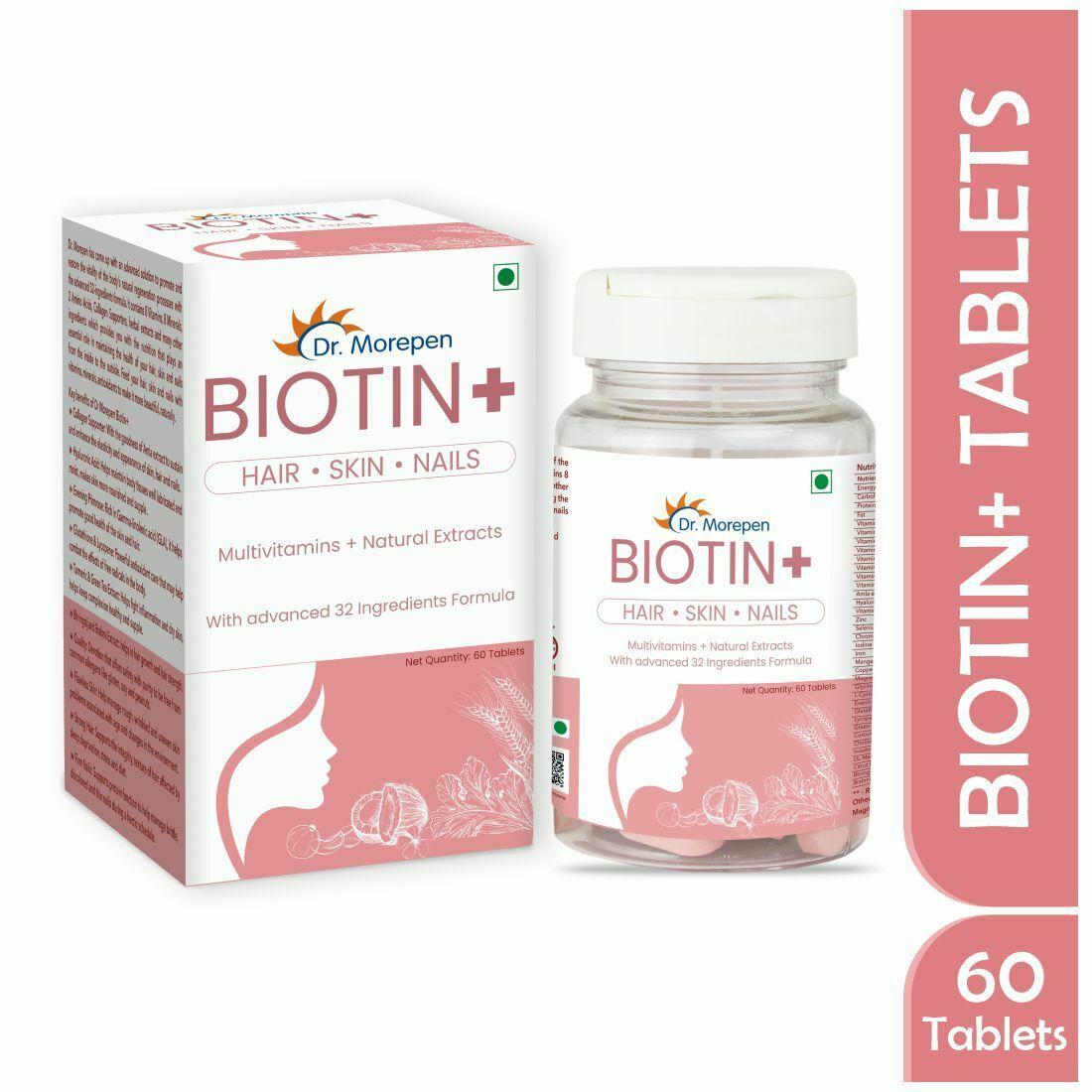 

Dr.Morepen Biotin+ 60 таблеток, полівітаміни + натуральні екстракти з 32 вдосконаленими