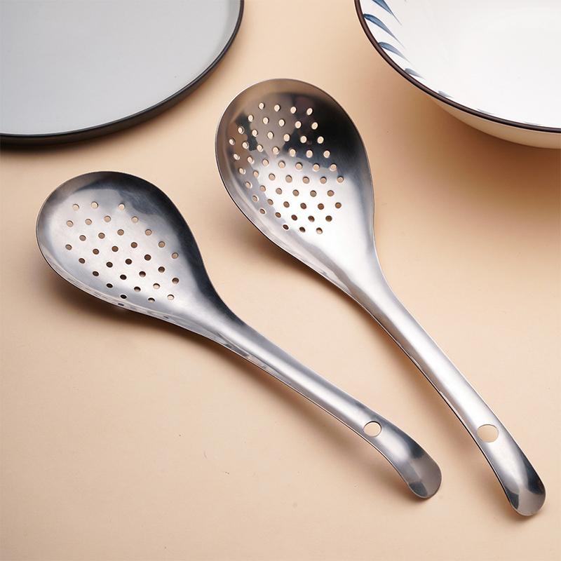 1 Förpackning Rostfritt Stål Durkslag Kök Durkslag Sked Sil Silare Mat Skopa Perforerad Skopa Durkslag Lätt Att Rengöra