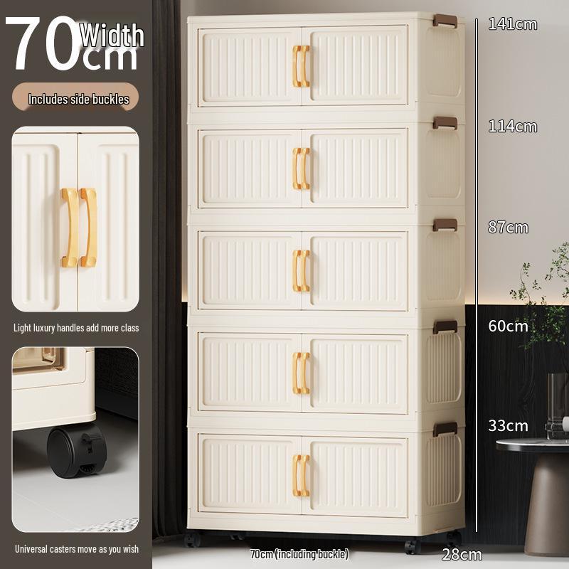 No-Install Multi-Layer Storage Cabinet for Baby & Kids - Folding Plastic Wardrobe & Snack Shelf