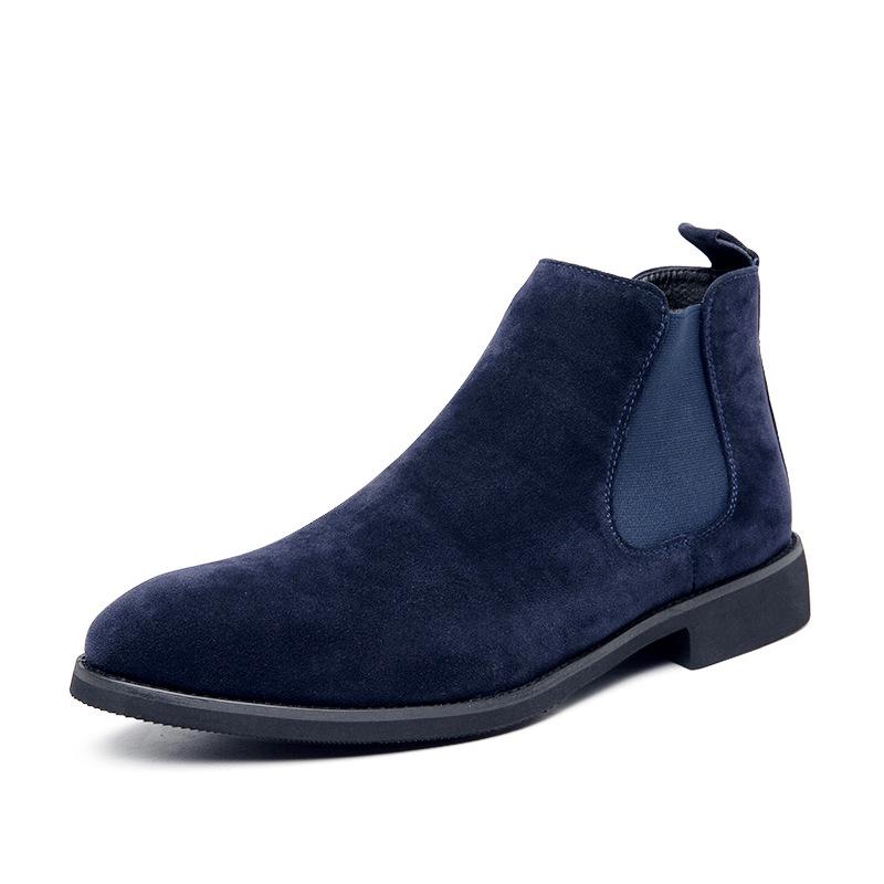 Men s Plus Size High-Top Suede Chelsea Boots, Pointed Toe, Short, for Autumn/Winter. 47