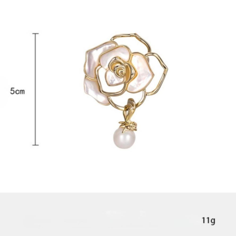 High-end Temperament Pearl Camellia Flower Pin Brooches for Women Clothes Shawl Corsage Accessory Exquisite Jewelry Mother Gift