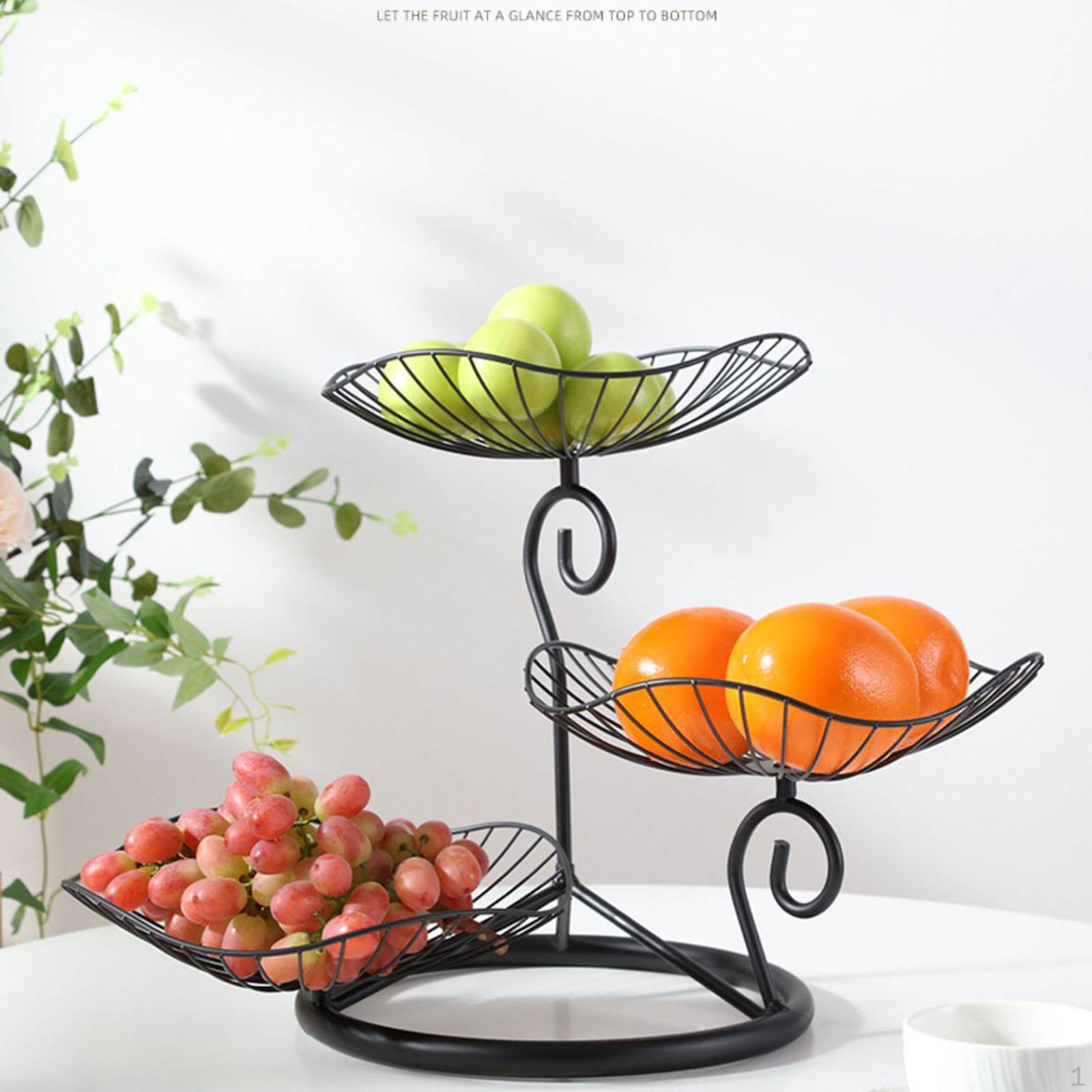 

Трехъярусная железная фруктовая корзина настольная большой вместимости проволочная лимонница картофельница чёрный