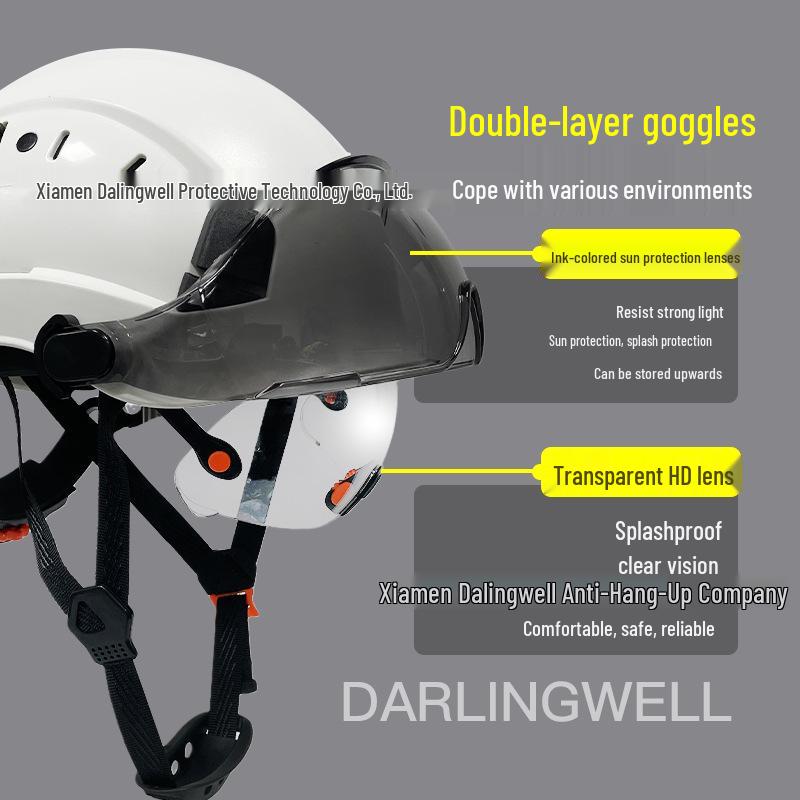 CE Anti-Smash Construction Safety Helmet with Dual Goggles, ABS Material, National Standard