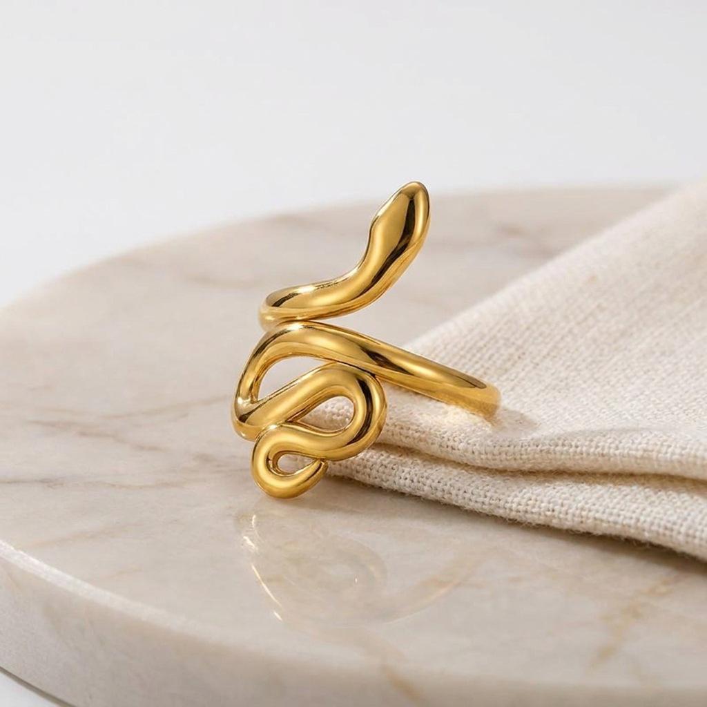 INSSGG High-End European Style Twisted Snake Open Ring - Luxury Niche Accessory