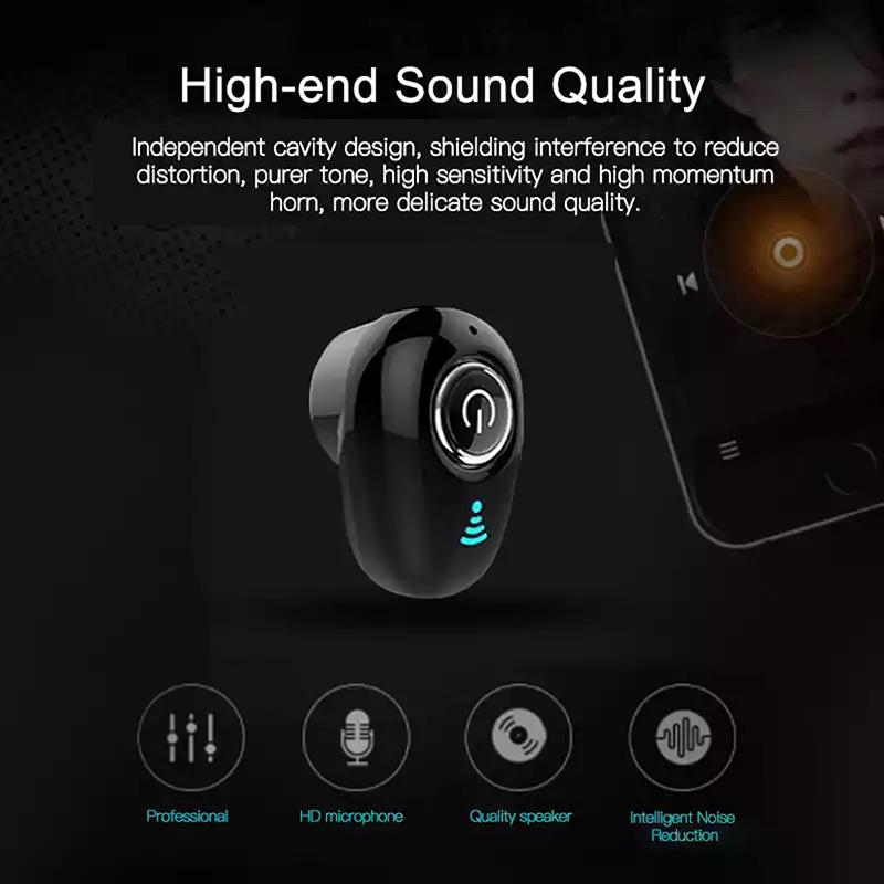 Mini Bluetooth Headset Wireless Earphones Single Earband Microphone for IOS and Android Phones