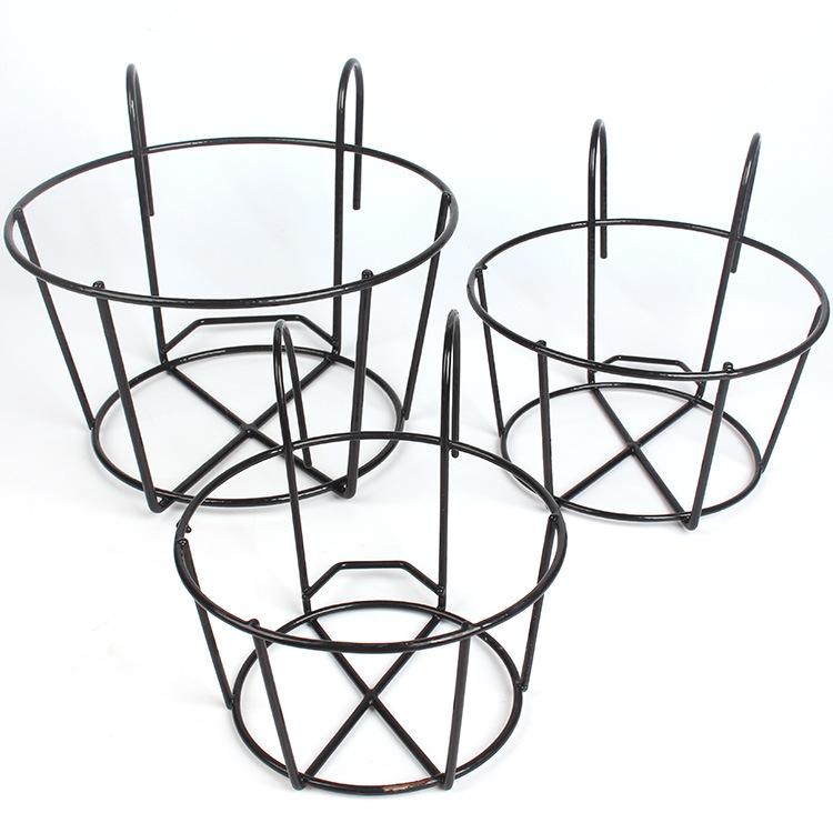 Hanging Wrought Iron Balcony Plant Rack: Potted Succulents & Chlorophytum Display Stand Medium 20cm