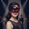 Half Face Cut Masquerade Eye Mask Rhinestone Embedded Side Flower Trim Mardi Gras Eyewear Soft Feather Accent Ribbon Tie Closure