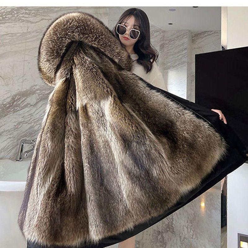 New Pie Overcome Female Mink Hair Thickened Liner Fur Large Size Jacket Detachable Pie Overcome Coat Medium and Long