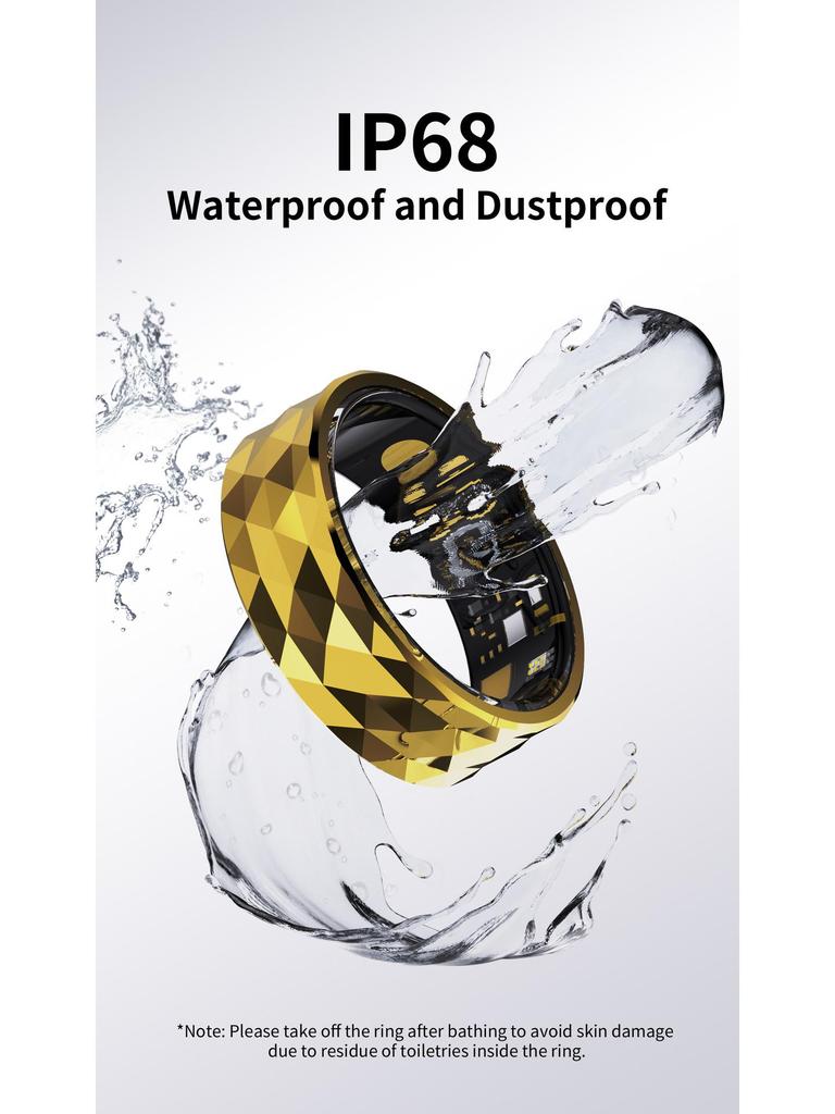 R12 Smart Waterproof Ring: Monitors Blood Pressure, Oxygen, Sleep, Heart Rate, Steps & Features Multi-Sport Modes