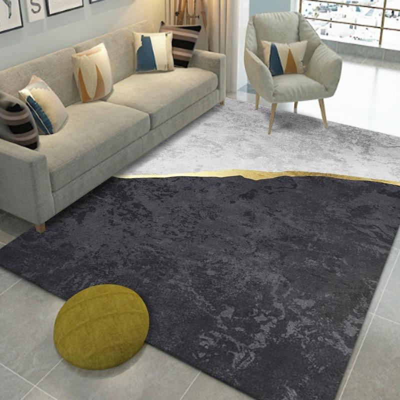Living Room Geometric Carpet Floor Mat Modern Black Fashion Lines Living Room Carpet