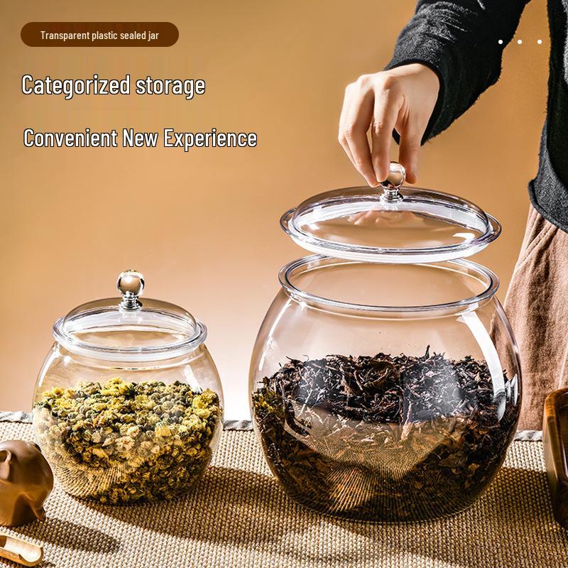Large Transparent Food Grade Plastic Jar for Tea, Chinese Medicine, Dried Tangerine Peel, Candy, Biscuits, and Snacks Storage