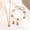 Light Luxury Diamond Clover Jewelry Set for Women – Bracelet, Necklace, and Earrings