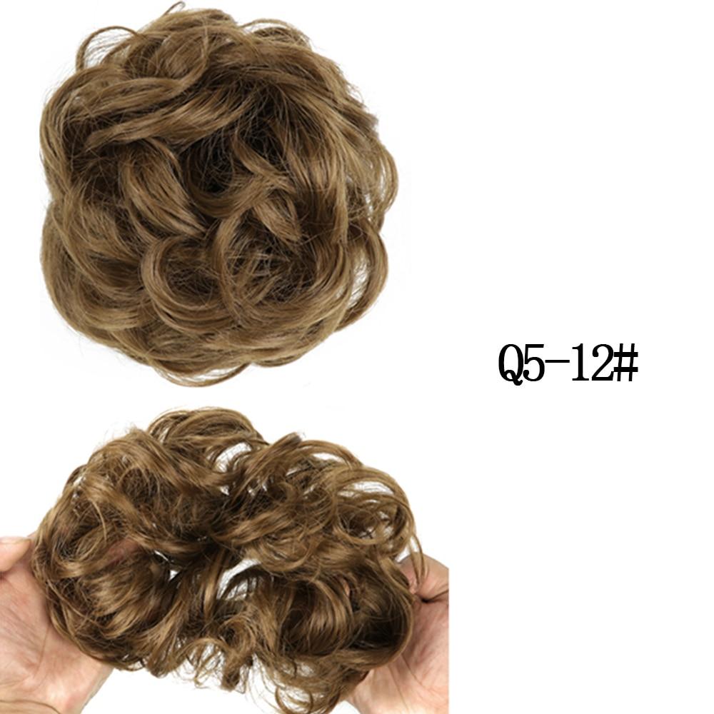 MISSQUEEN Messy Chignon Donut Hair Bun Pad Elastic Hair Rope Rubber Band Synthetic Hairpiece Black Gary Brown Color