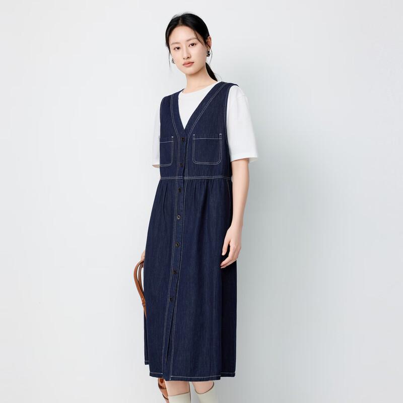 

Elva Island Women s Retro Commuter Denim Suspender Dress M