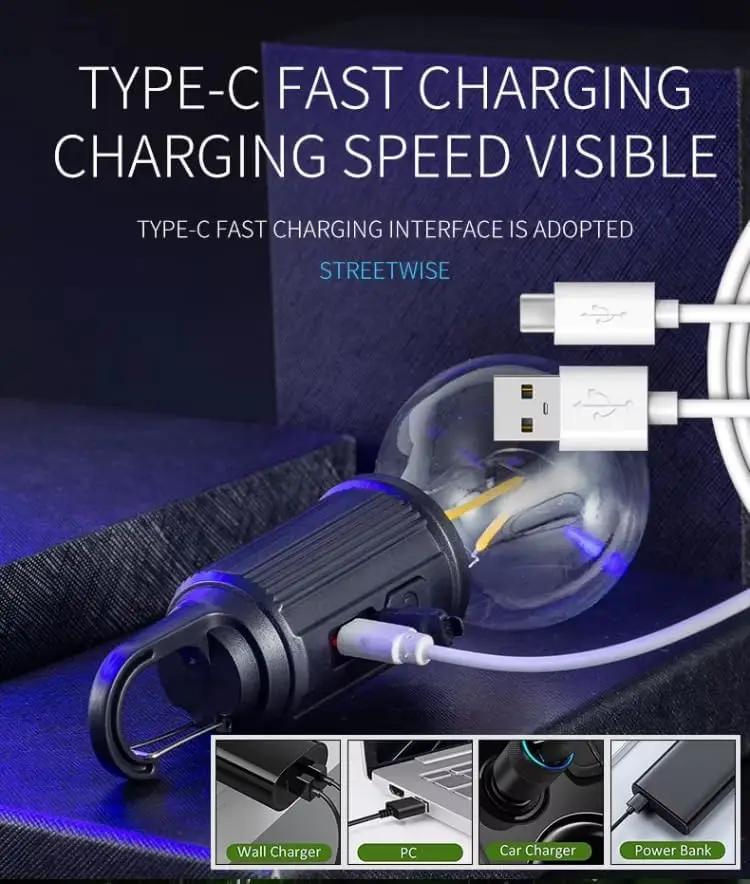 Rechargeable LED Camping Light Type-C 150LM Waterproof Tent Lantern with Hook 3 Light Mode for Hiking Fishing Emergency Outdoor