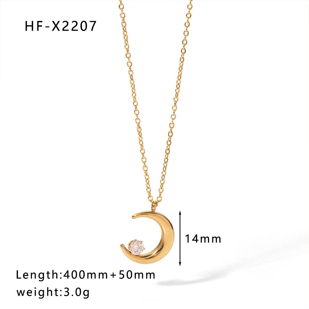Stainless Steel Cat Eye Pendant Necklace For Women Gold Color Link Chain Neck Accessory
