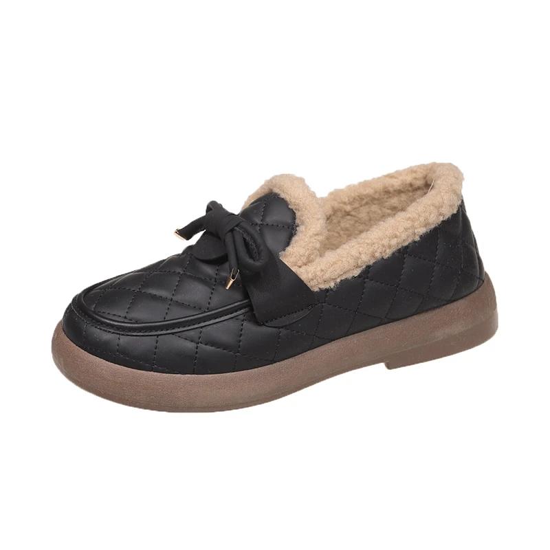 

2024Зимняя новинкаШерстяные туфли женские осенне-зимняя одежда из натурального меха сто сетей красного цвета плюс кашемировые ленивые бобы плоские женские туфли 38 чёрный