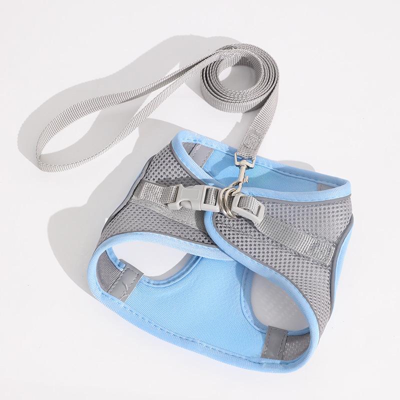 

Поводок для кошки и собаки, жилет против линьки, дышащая светоотражающая шлейка для питомца, поводок для маленькой собаки и кошки, товары для питомцев для улицы M синий