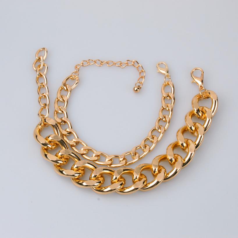 2 Pcs/set Stainless Steel Curb Cuban Link Chain Bracelets Black Gold Solid Chains Unisex Wrist Jewelry Gift