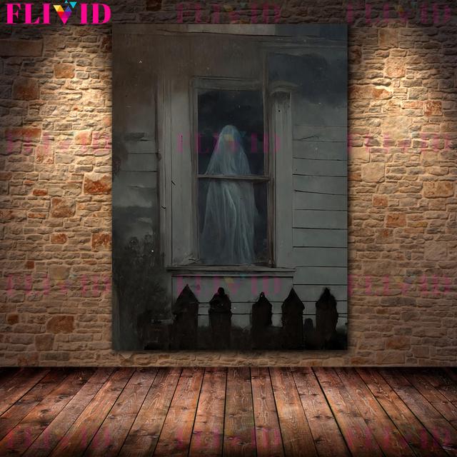 Terrible Ghost Figures In the Window Retro Wall Art Canvas Painting Mysterious Panic Art Posters and Printers