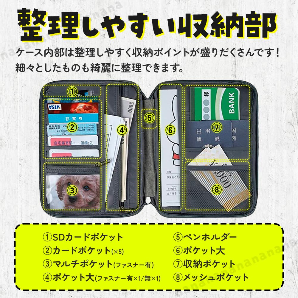 Mother and Child Health Handbook Medicine Handbook Medical Card Travel Baby Gift Case, Case, Multi-purpose Case, Case, Anti-Skimming Pouch, (Navy)