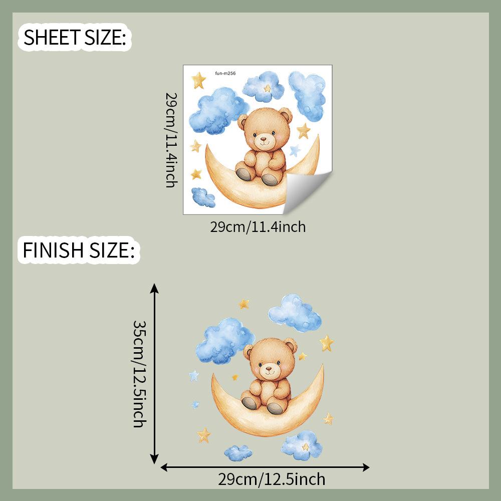 Cartoon Goodnight Bear Rabbit Stars Bathroom Toilet Toilet Stickers Home Beautification and Decoration Stickers