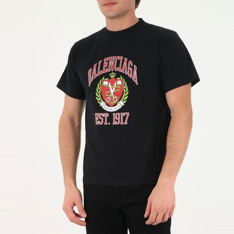 Balenciaga Est.1917 Crest Logo T-Shirt 'Black' Men's 670943TLV891076