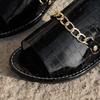 2025 Plus Size Women’s Crocodile Pattern Chain Outdoor Flat Slippers for Summer