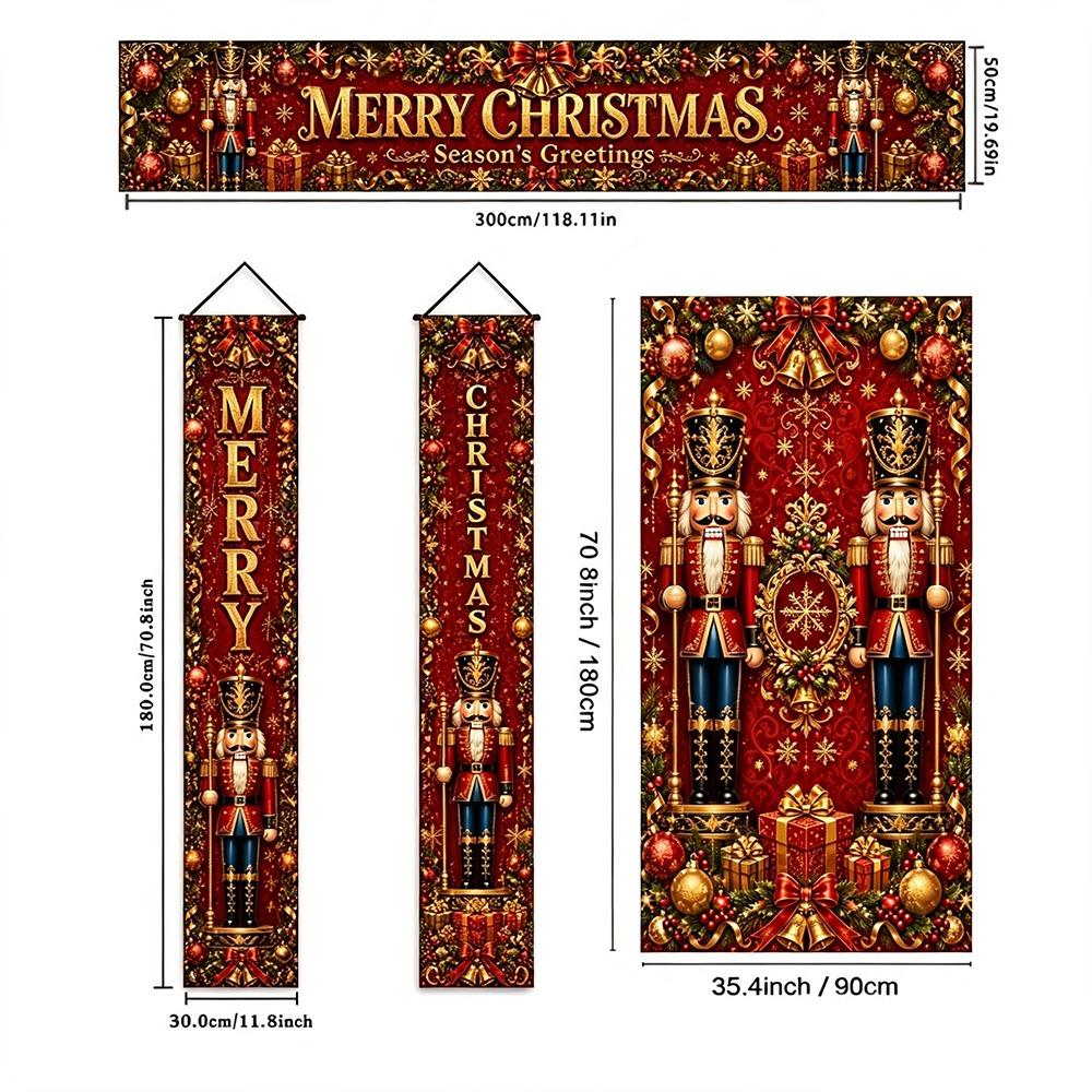 Snowman Design Christmas Door Banner Polyester Material Christmas Porch Banner Front Door Decor