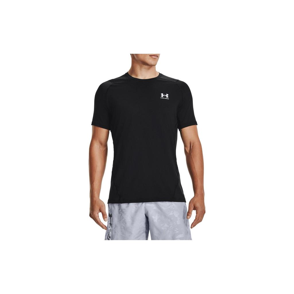 Under Armour Solid Color Letter Logo Print Crew Neck Short Sleeve T-Shirt Men Tops Black 1361683-001