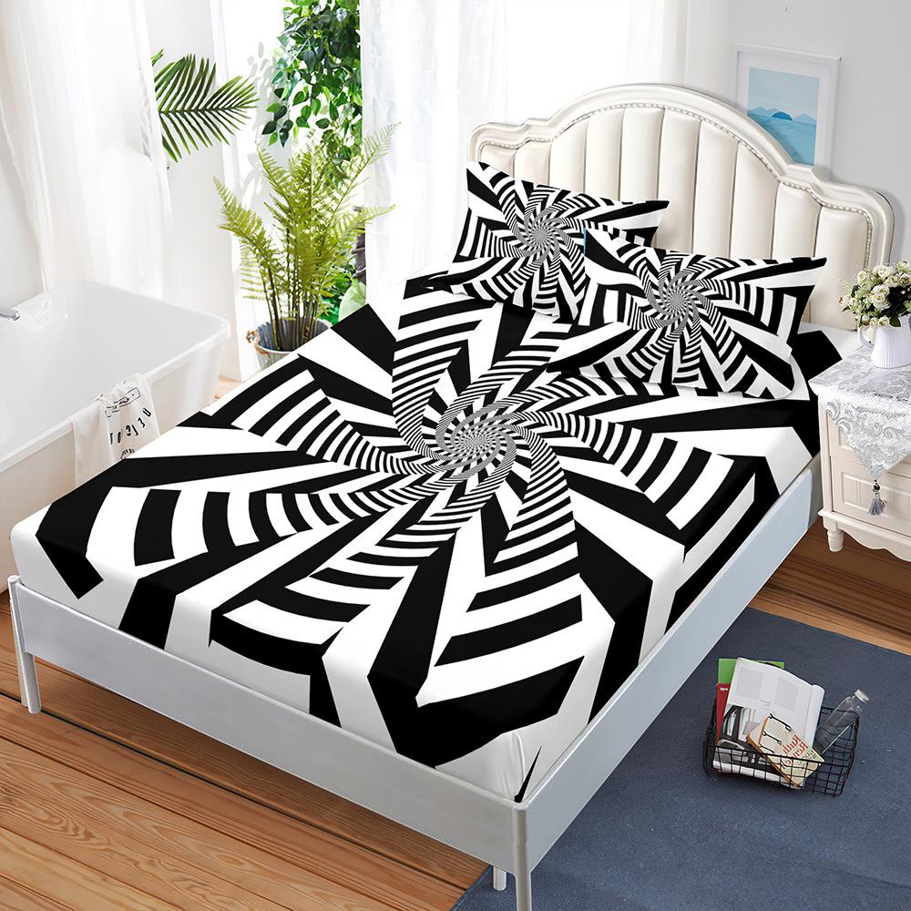 Three-Piece Mattress Set 3D Bedspread Digital Printing Pillowcase Mattress Protective Cover
