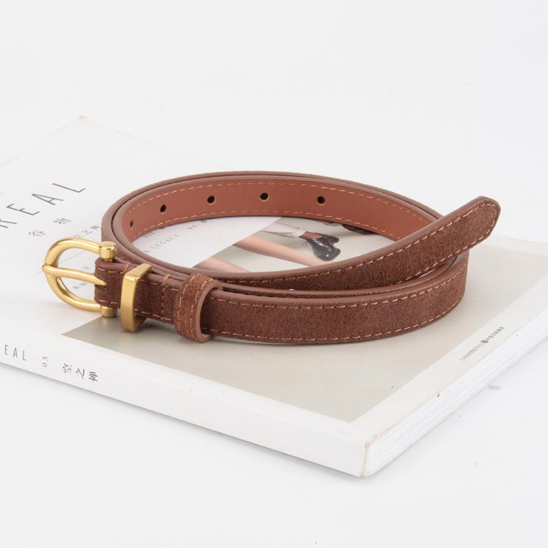 Frosted Reverse Velvet Cowhide Belt for Women Casual Style Alloy Pin Buckle Decorative Skirt Jeans Belt Genuine Leather Belt for Women